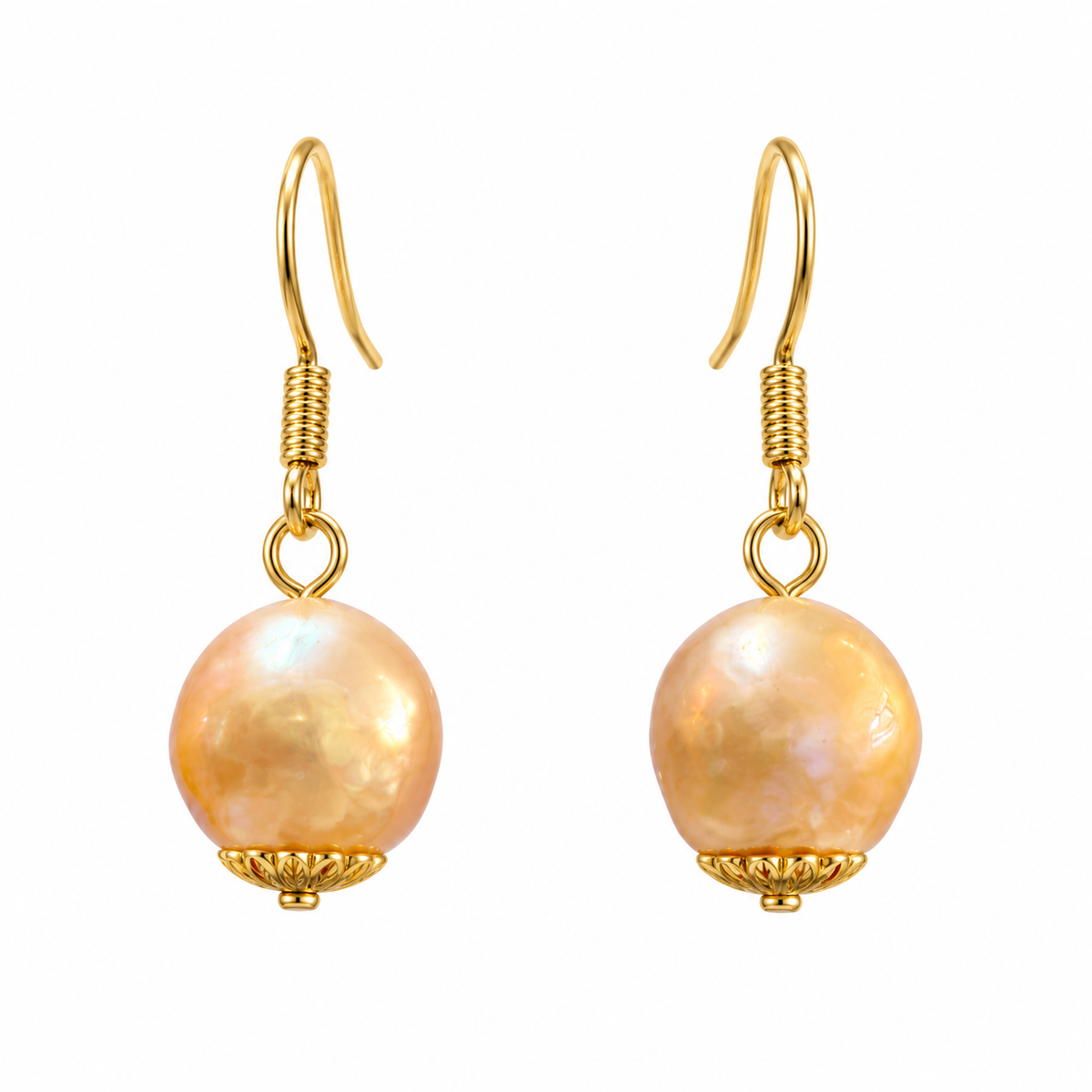 Champagne Real Pearl Drop Earrings