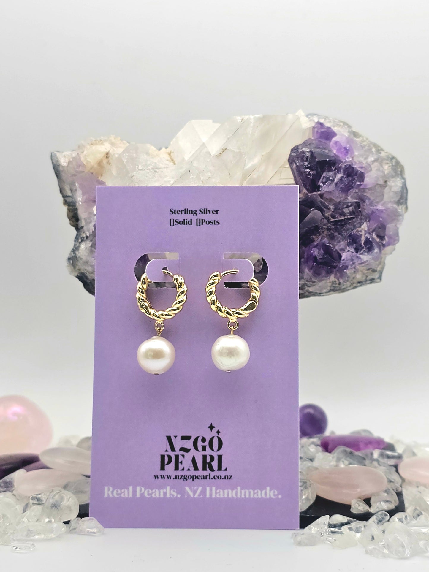 Modern Classic Twisted Hoop Pearl Earrings
