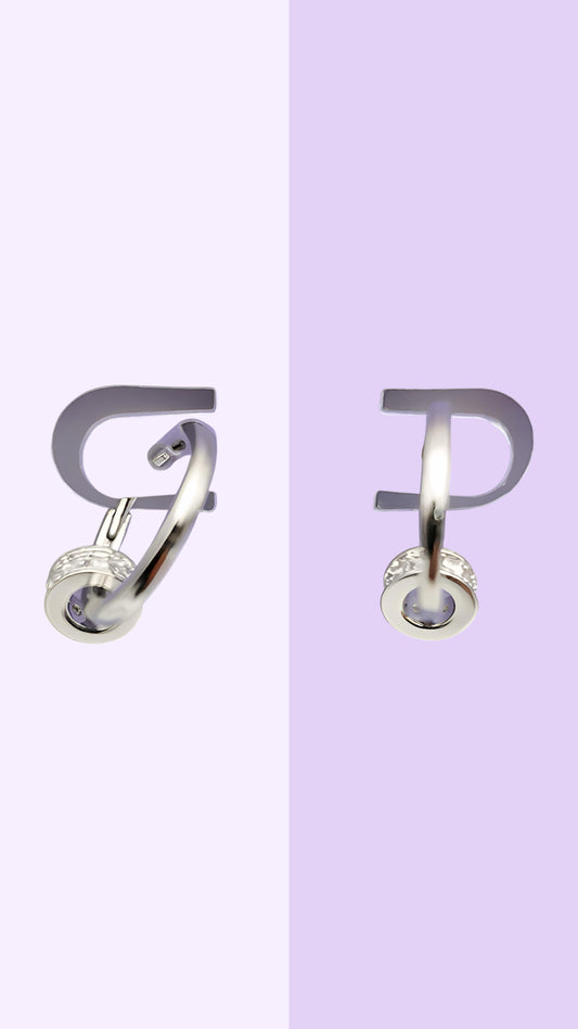 Two-Way Silver Hoops with Removable CZ Charm
