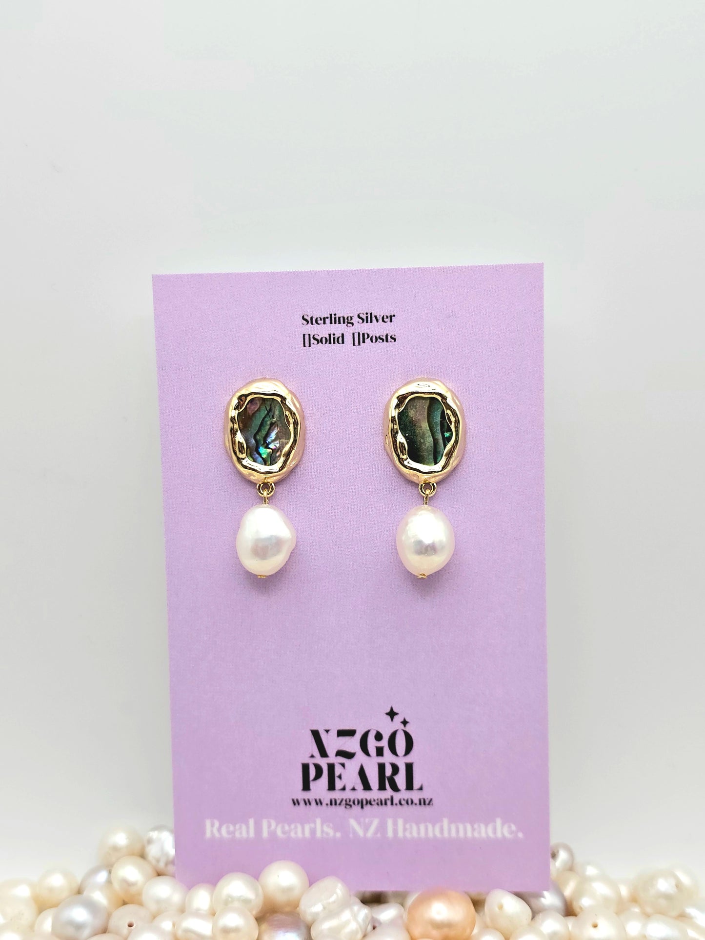 Paua Shell & Pearl Oval Drop Earrings