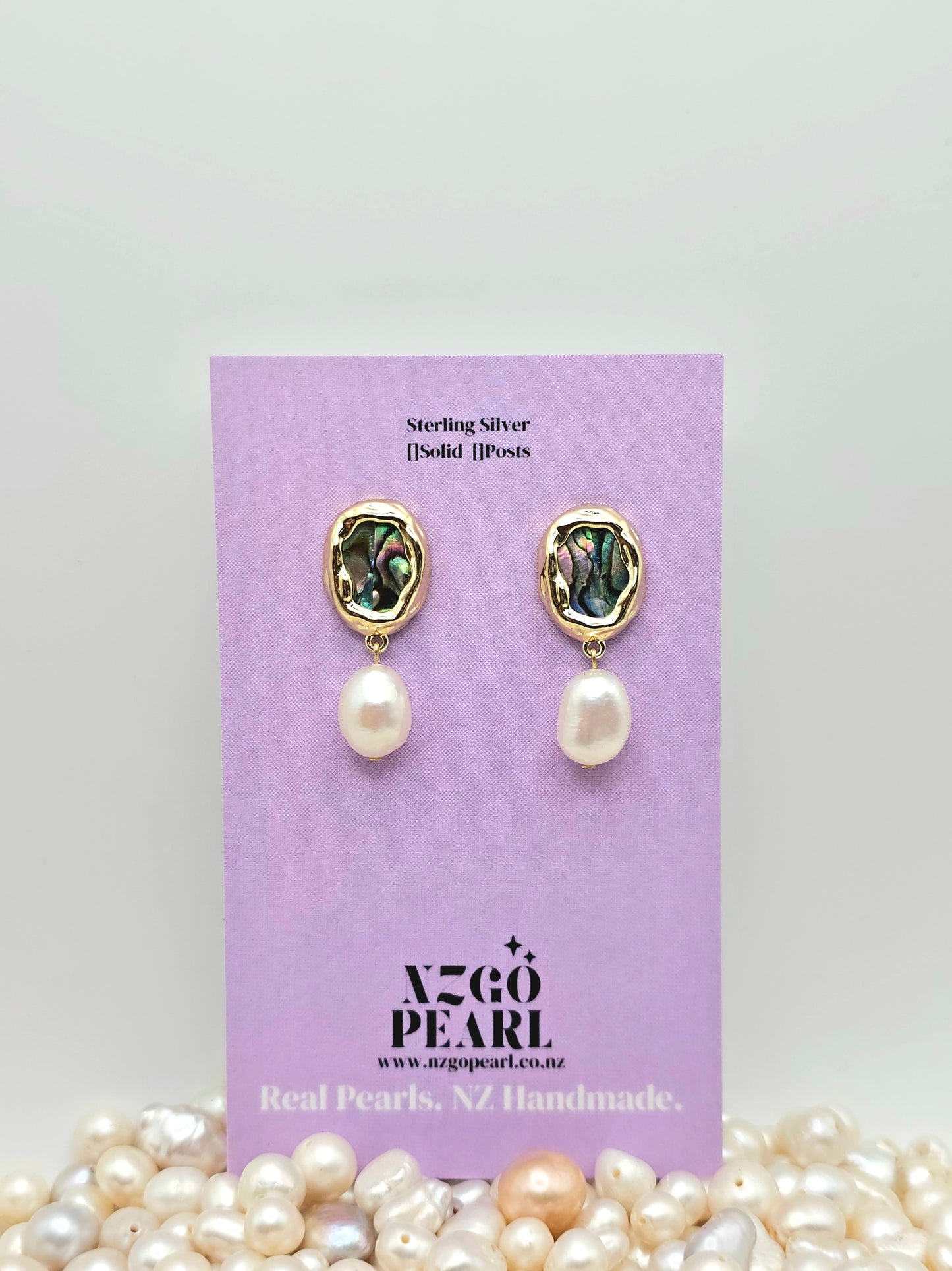 Paua Shell & Pearl Oval Drop Earrings