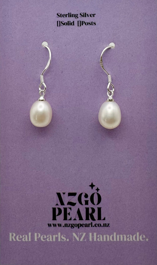 Classic White Teardrop Pearl Hook Earrings