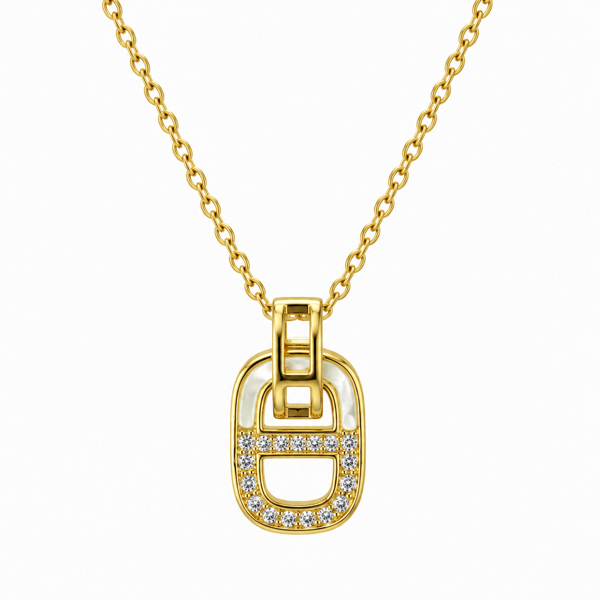 Crystal Buckle Heart Charm Necklace