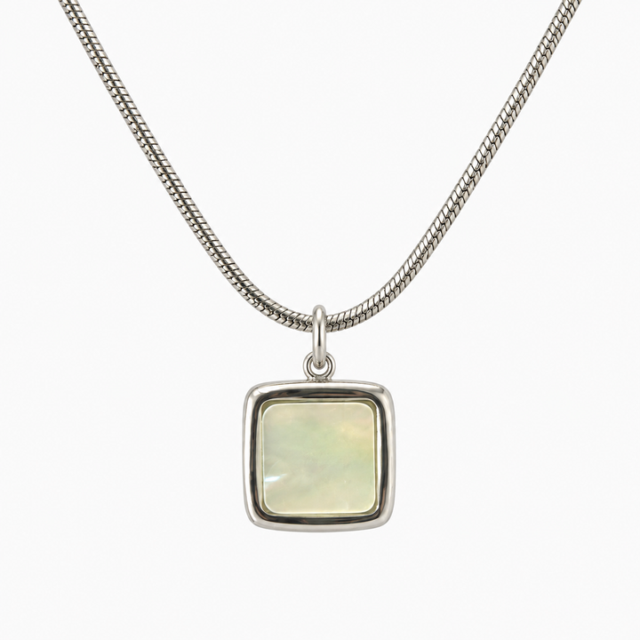 Square Mother of Pearl Inlay Charm Necklace