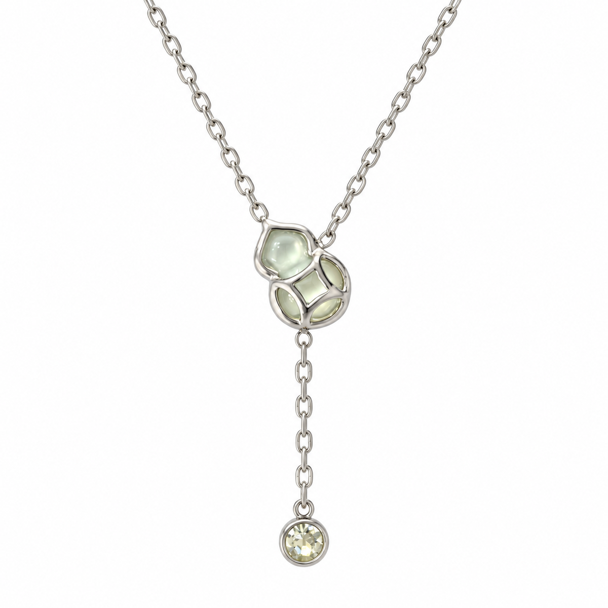 Lattice Crystal Drop Mother of Pearl Necklace