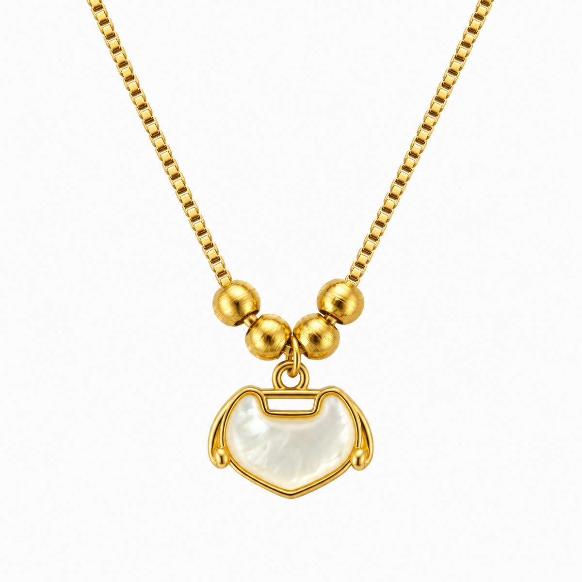 Beaded Crescent Pendant Necklace