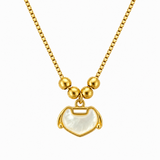 Beaded Crescent Pendant Necklace