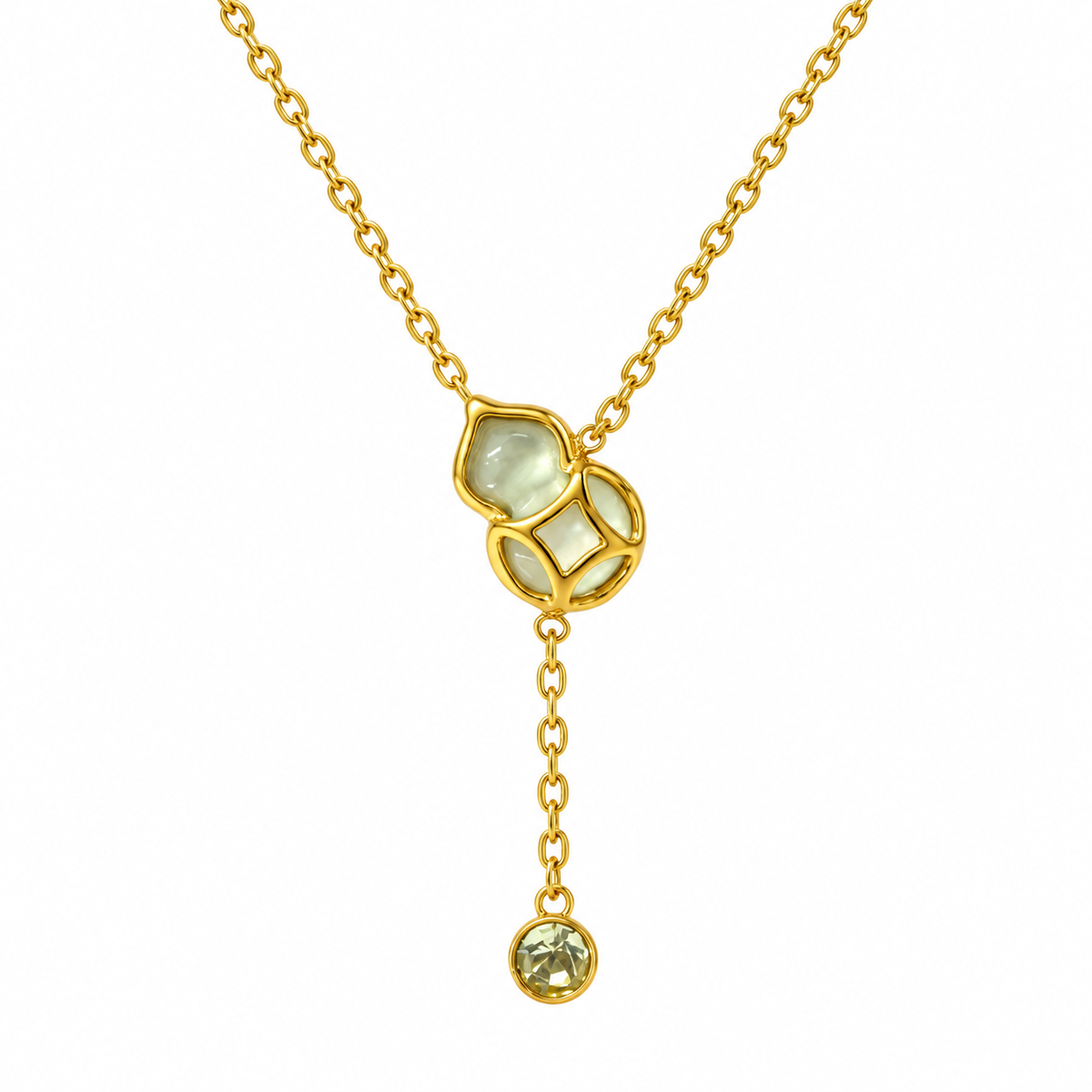 Geometric Crystal Drop  Mother of Pearl  Necklace