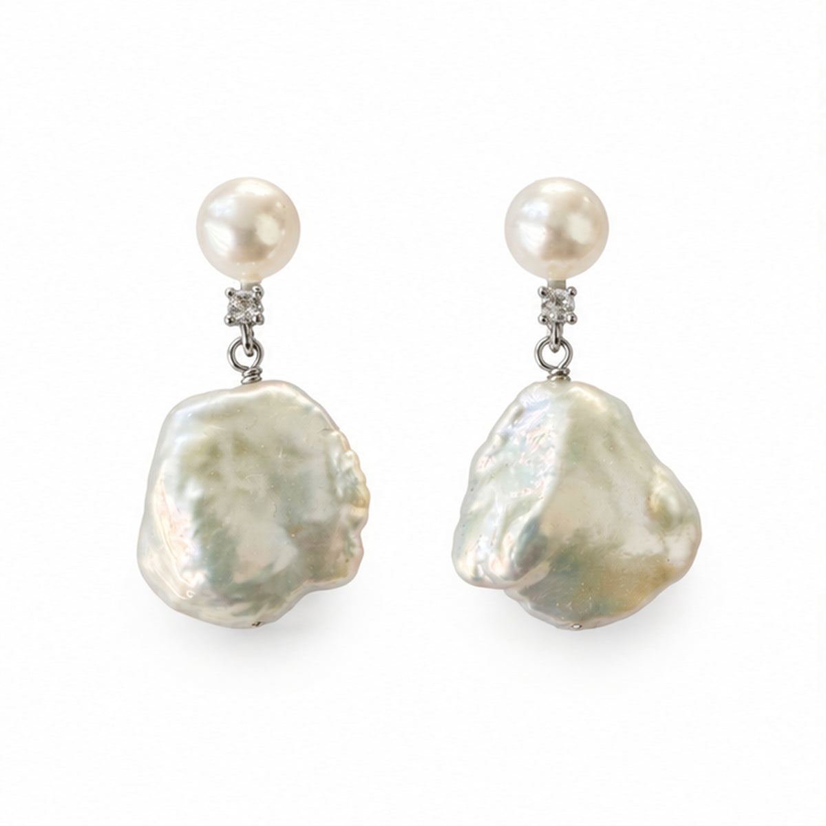 NZGO Pearl baroque real pearl drop earrings on a clean white background