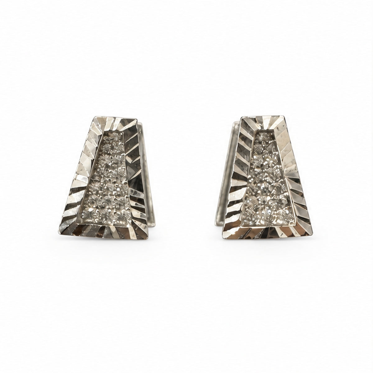 NZGO Pearl geometric trapezoid earrings on a clean white background