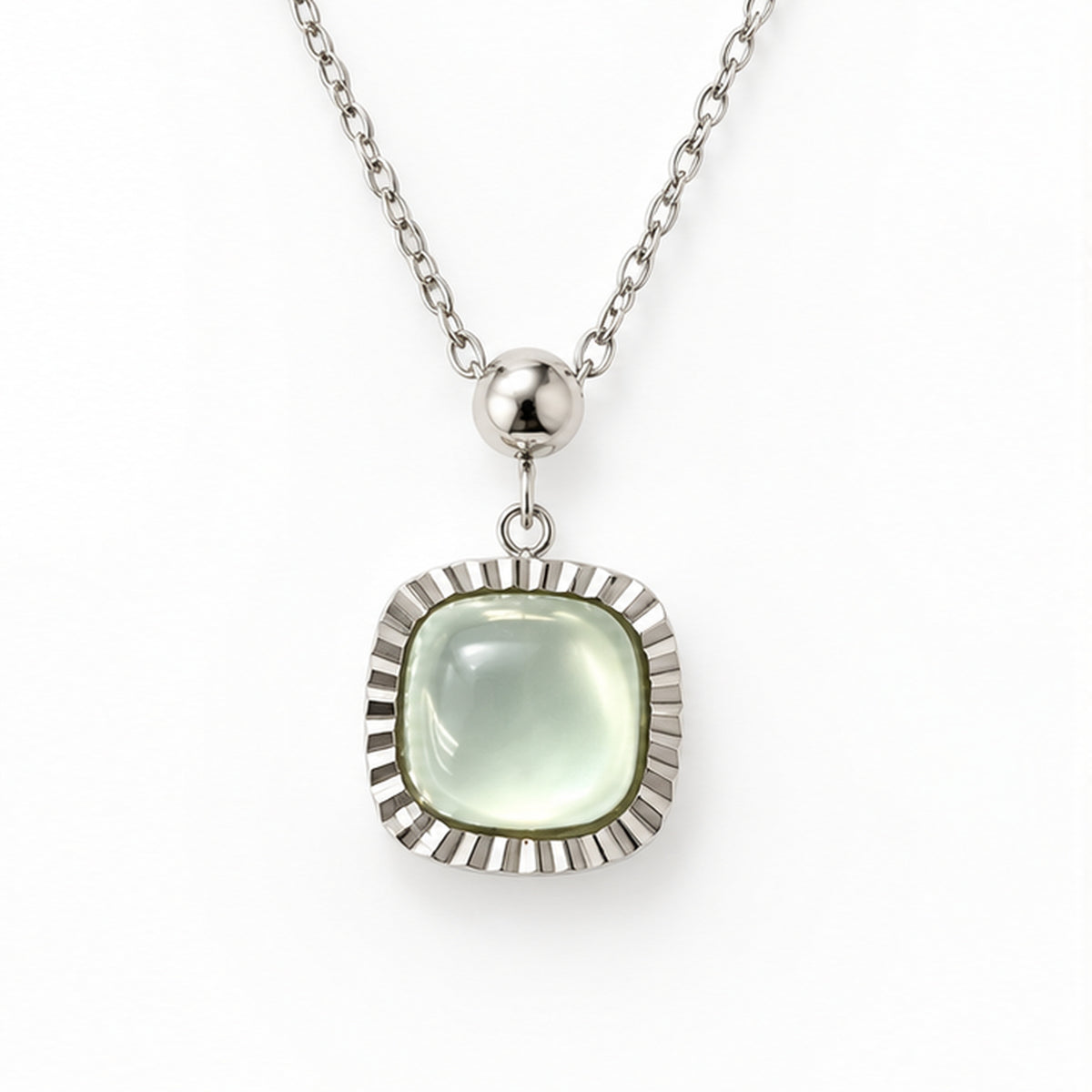 NZGO Pearl pale green cushion pendant necklace on a clean white background