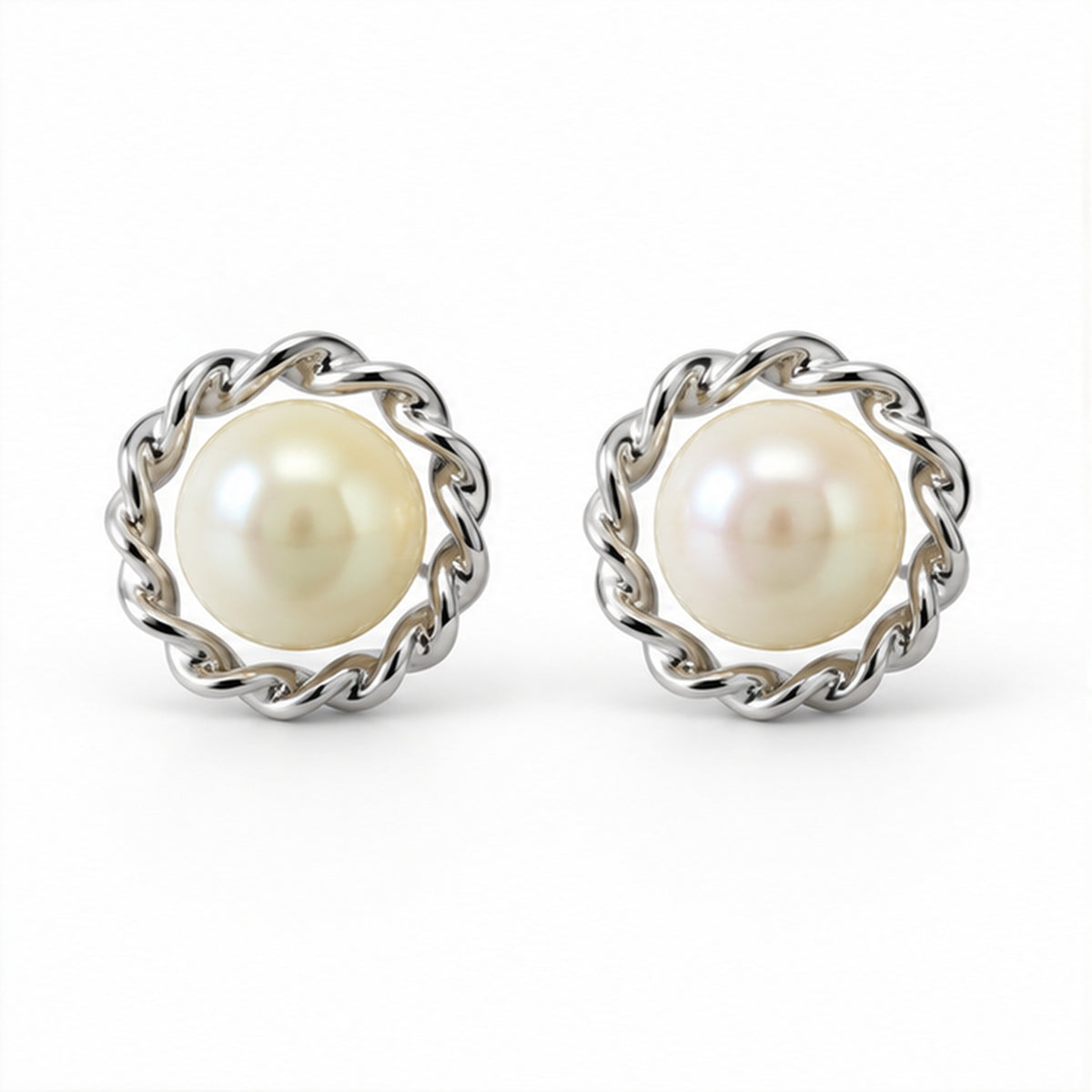 NZGO Pearl real pearl twisted halo stud earrings on a clean white background