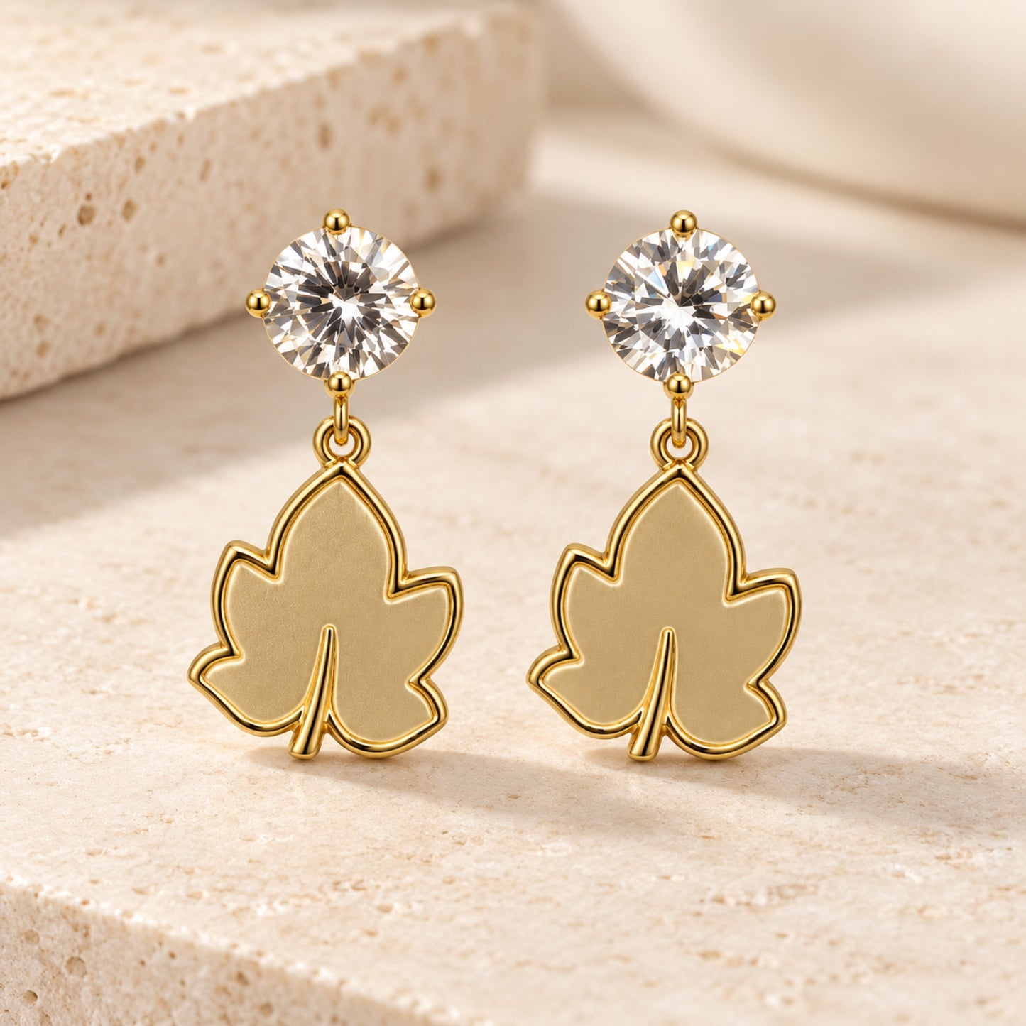 Gold-Tone Crystal Floral Drop Earrings - view 2
