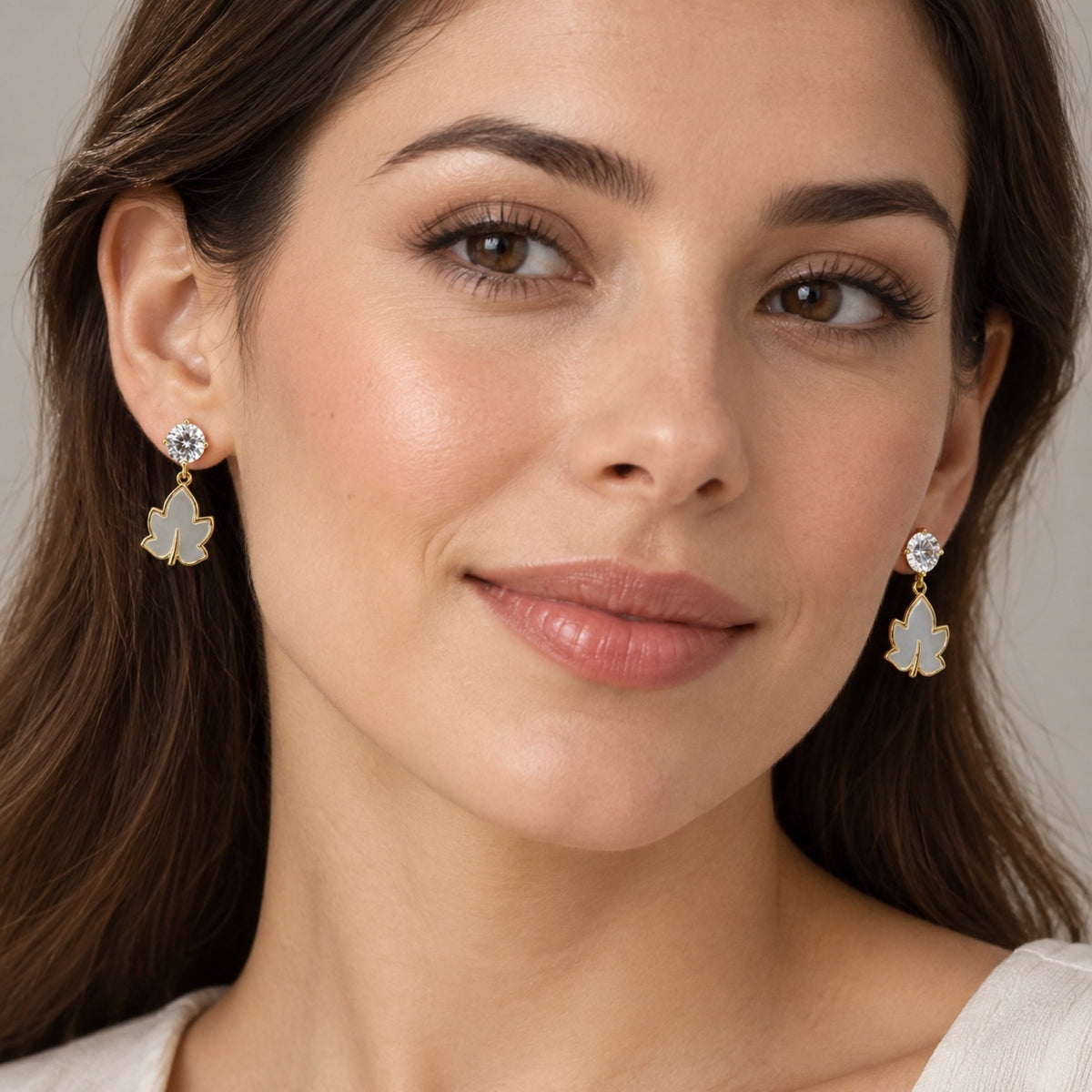 Gold-Tone Crystal Floral Drop Earrings - view 3