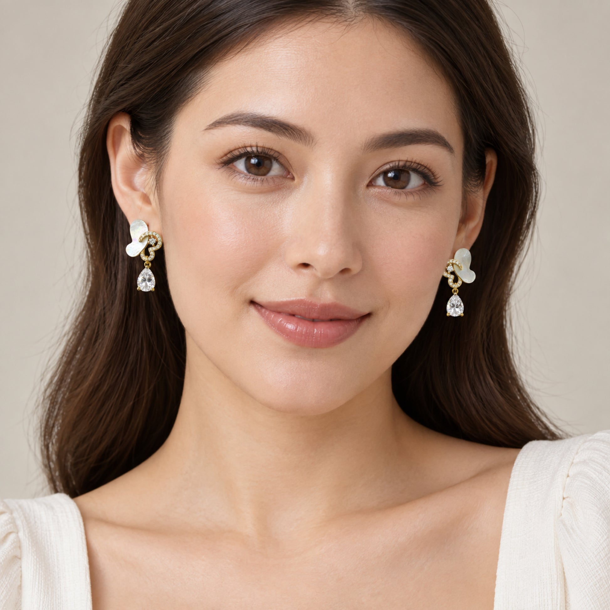 Gold-Tone Iridescent Pavé Curl Teardrop Crystal Drop Earrings - view 3