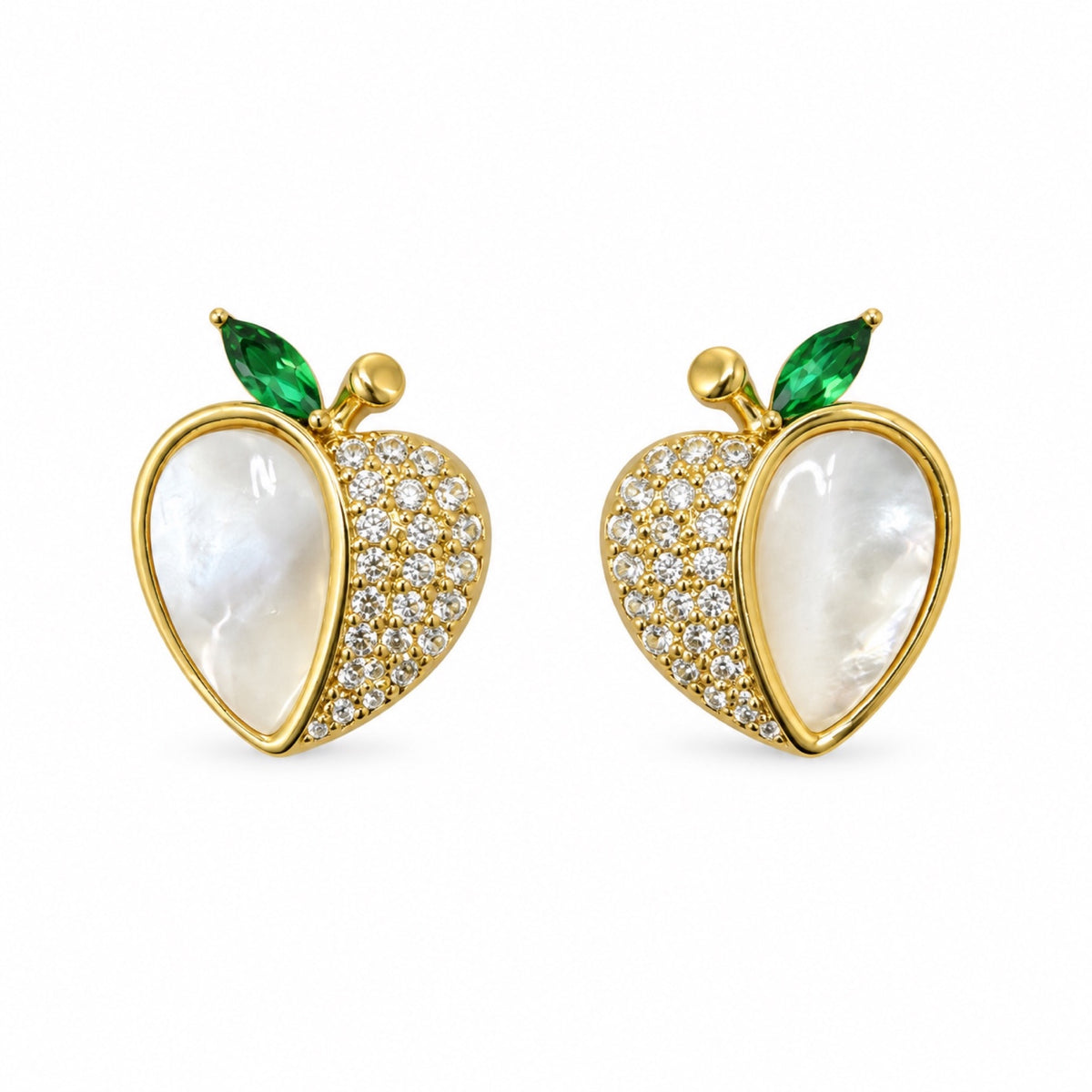 Gold-Tone Pearlescent Apple Crystal Drop Earrings - view 1