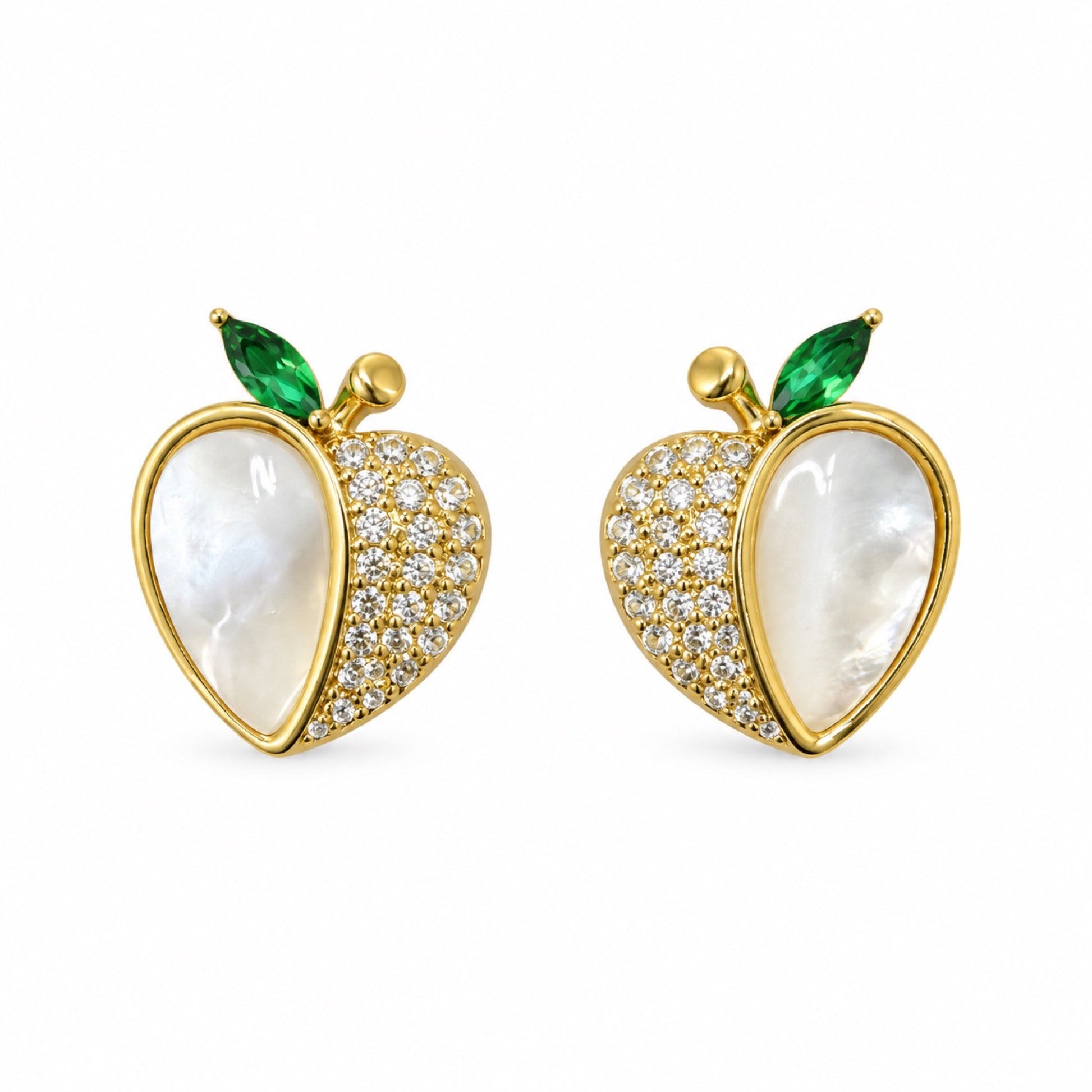 Gold-Tone Pearlescent Apple Crystal Drop Earrings - view 1