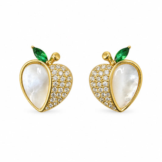 Gold-Tone Pearlescent Apple Crystal Drop Earrings - view 1