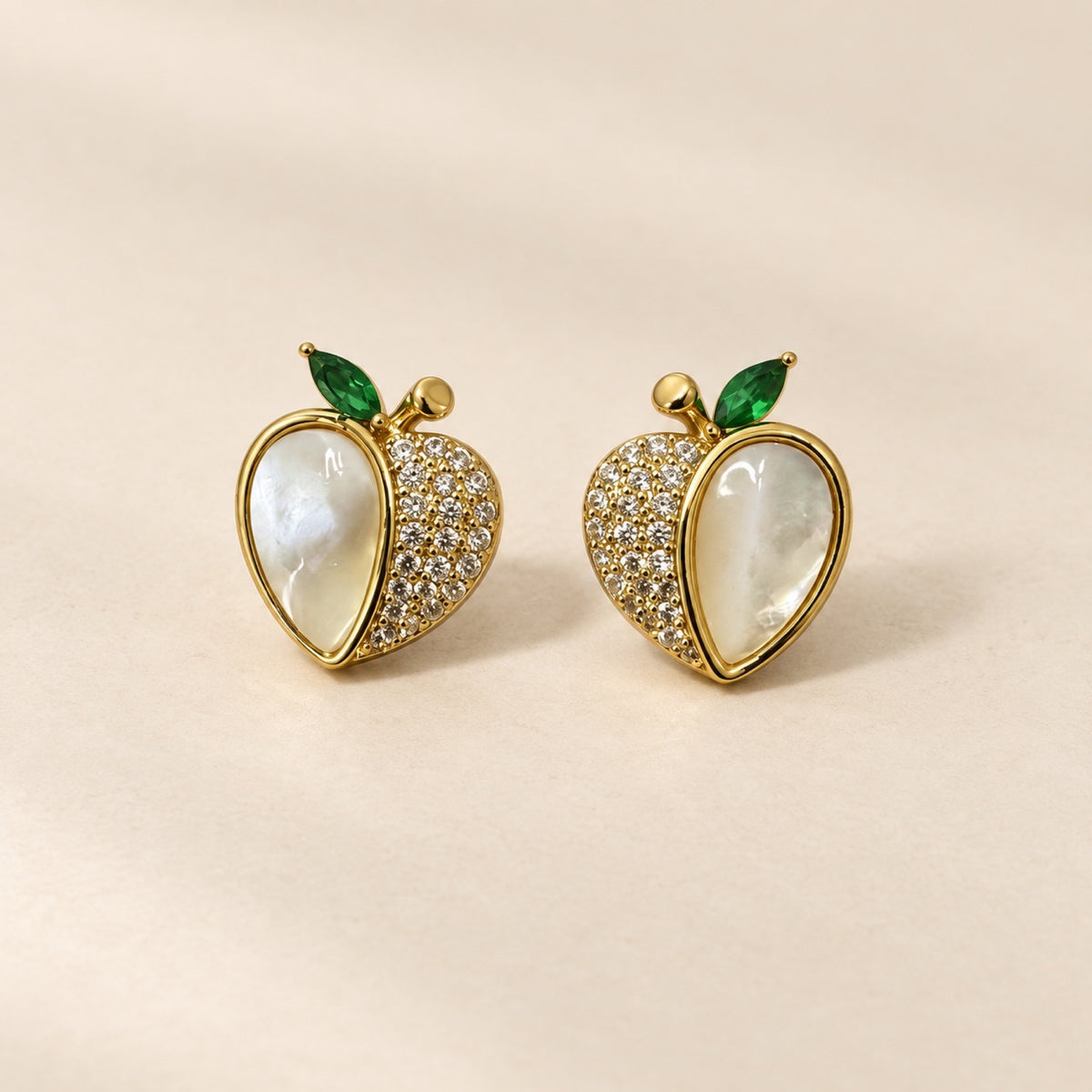 Gold-Tone Pearlescent Apple Crystal Drop Earrings - view 2