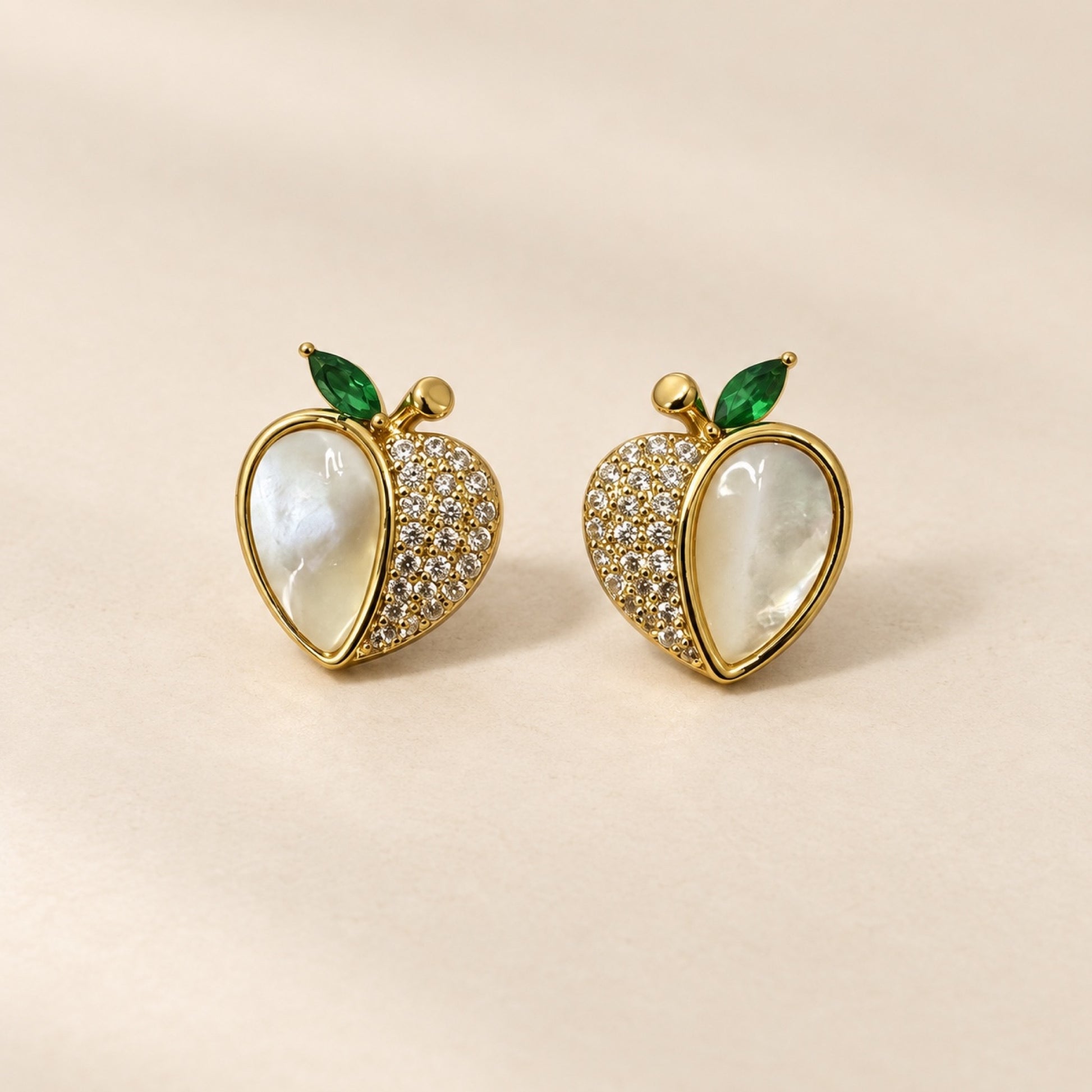 Gold-Tone Pearlescent Apple Crystal Drop Earrings - view 2