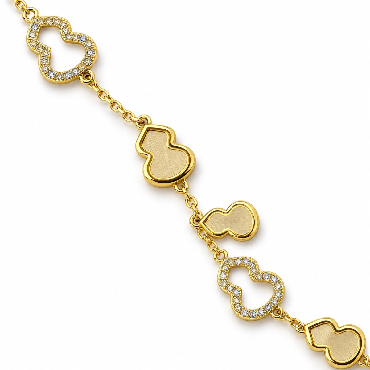 Gold-Tone Pavé Open-Heart Link Bracelet