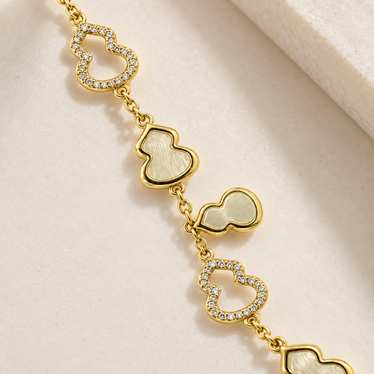 Gold-Tone Pavé Open-Heart Link Bracelet