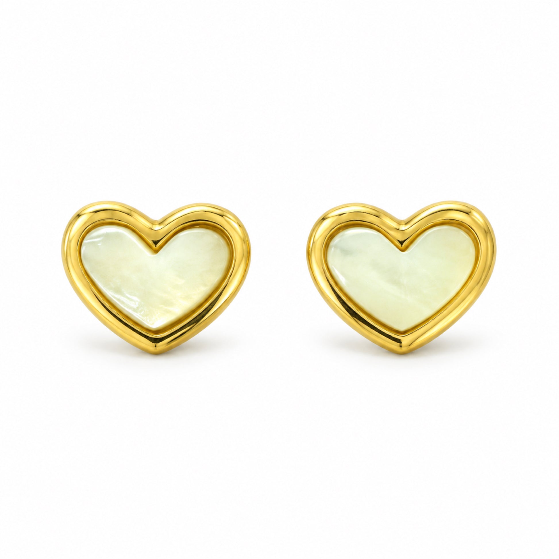 Gold-Tone Pearlescent Heart Stud Earrings - view 1