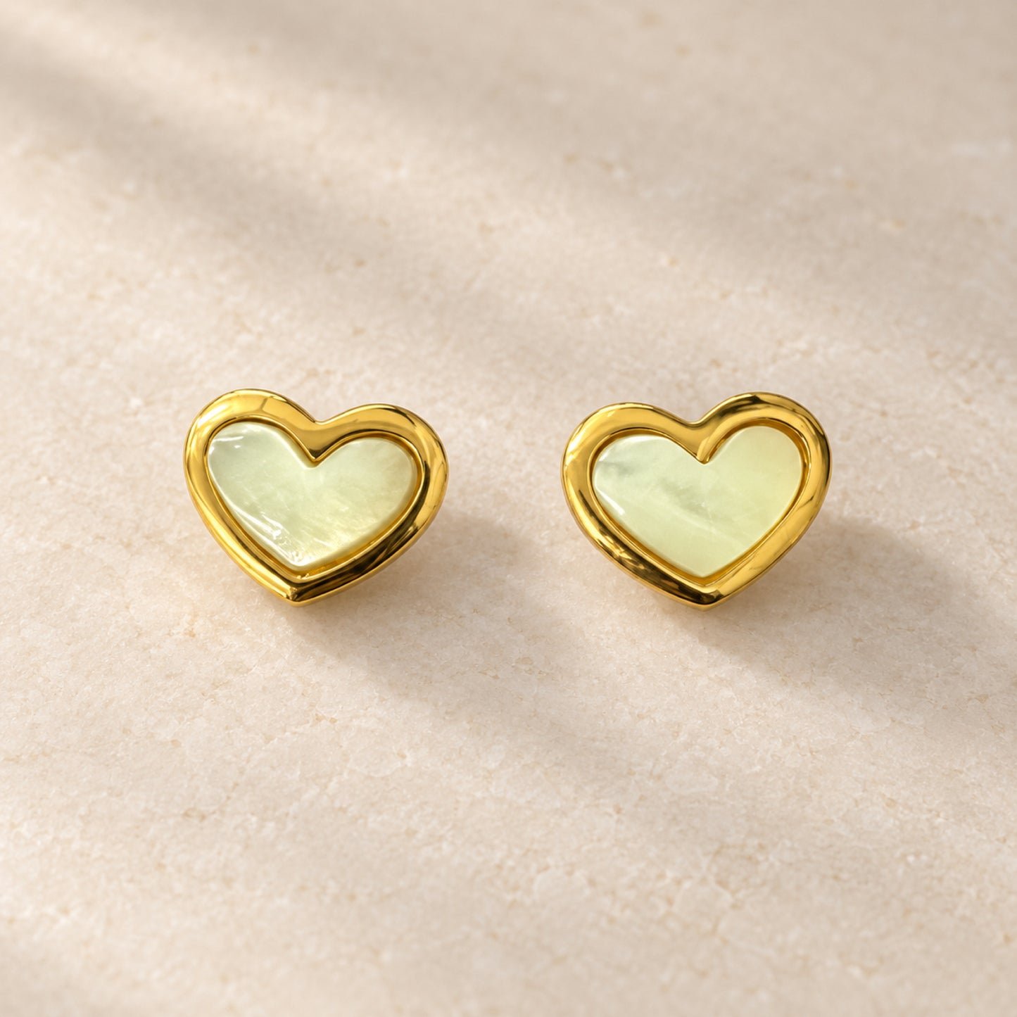 Gold-Tone Pearlescent Heart Stud Earrings - view 2