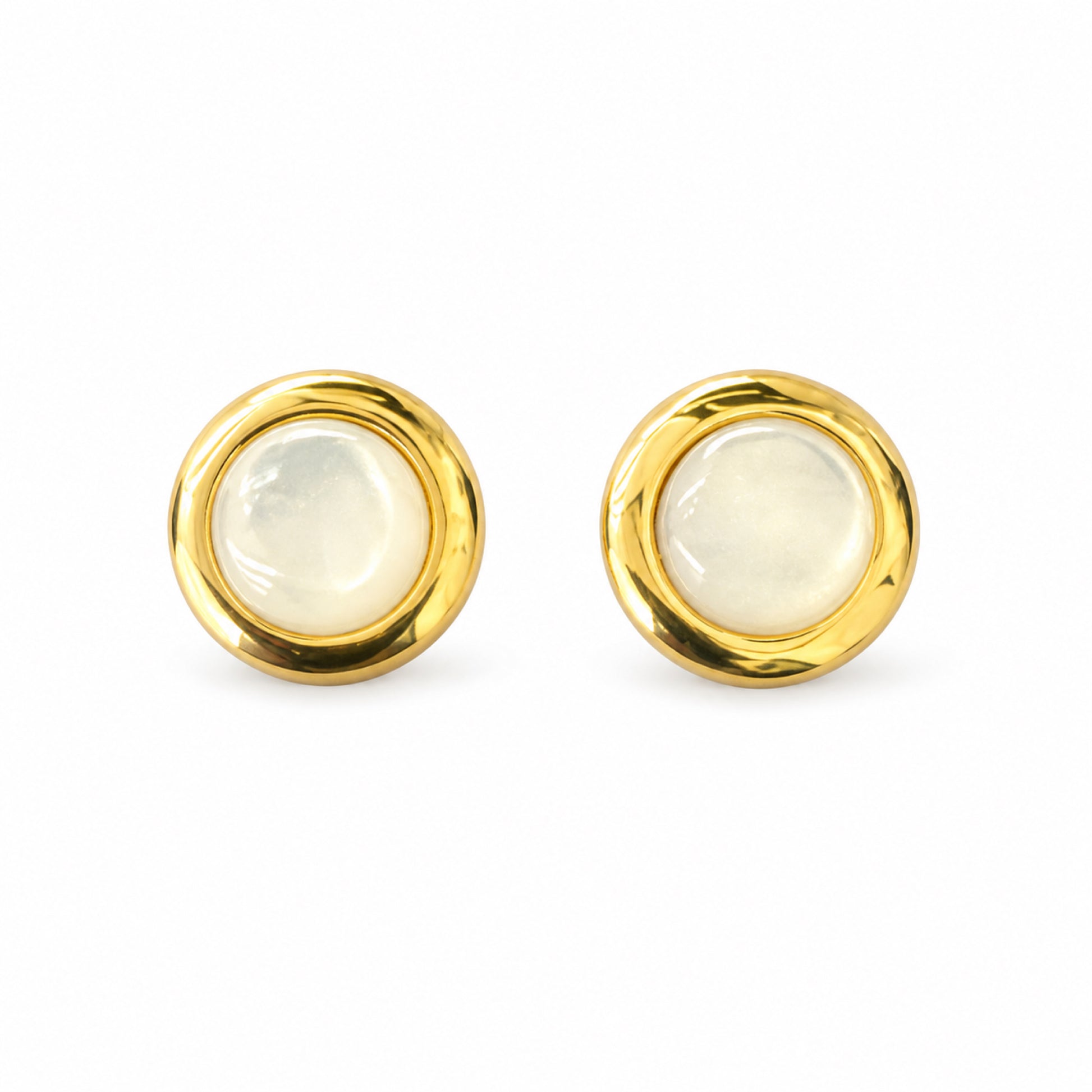 Gold-Tone Pearlescent Round Stud Earrings - view 1