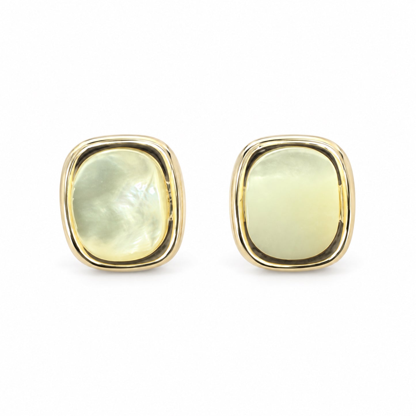 Gold-Tone Pearlescent Rounded-Rectangle Stud Earrings - view 1