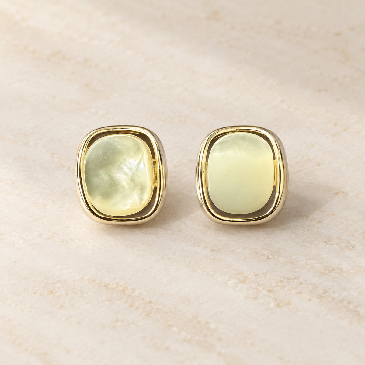 Gold-Tone Pearlescent Rounded-Rectangle Stud Earrings - view 2