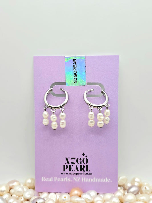 Raindrop Pearl Hoop Earrings