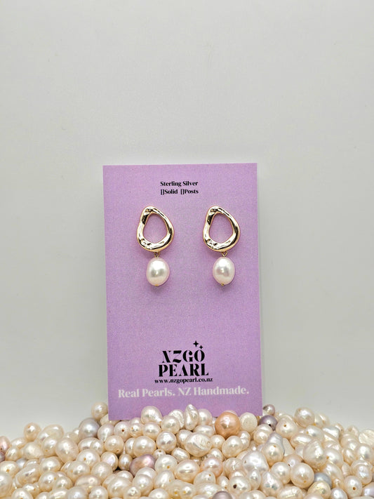 Organic Drop Pearl Earrings