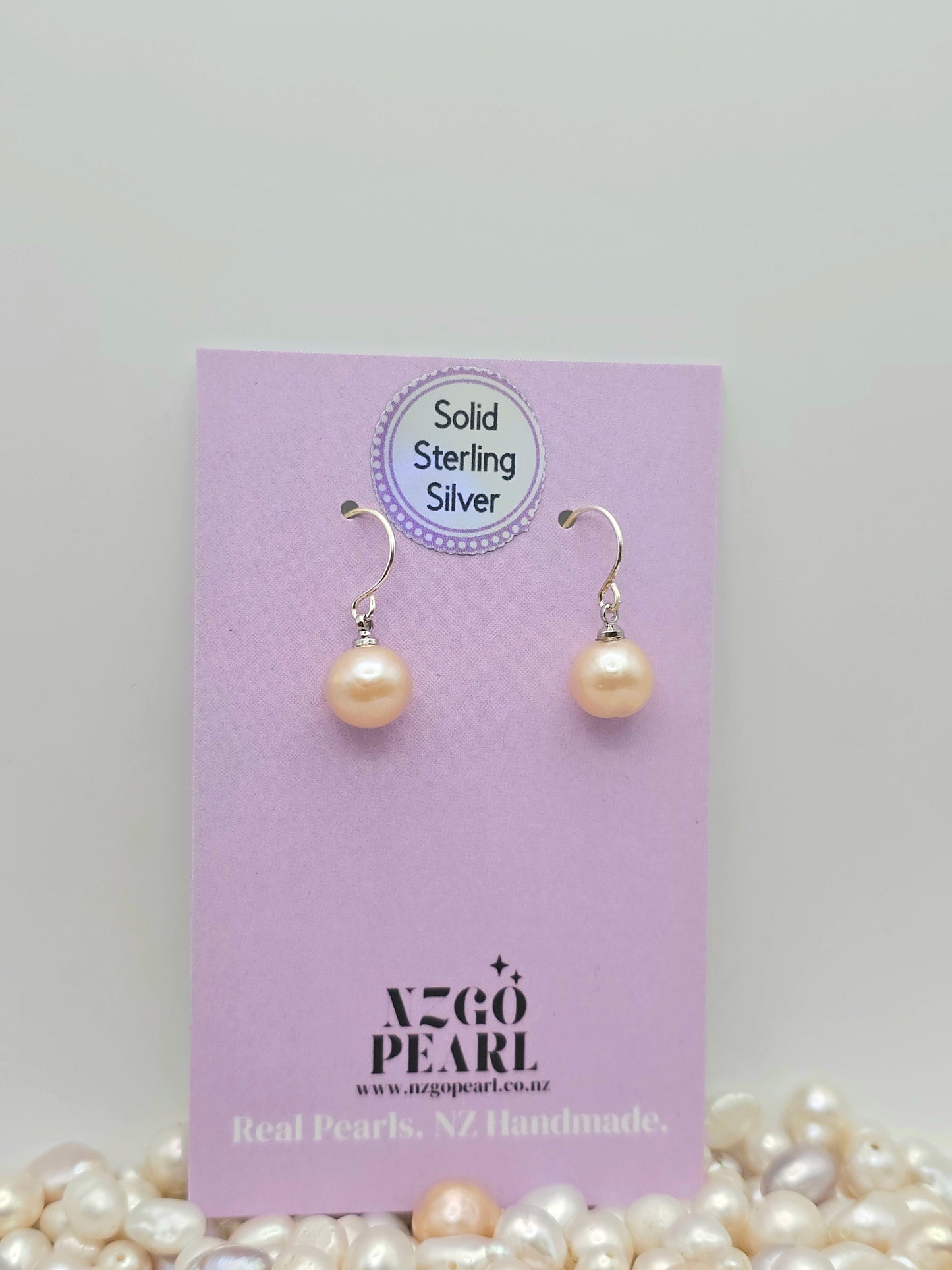 Peach Glow Pearl Drop Earrings