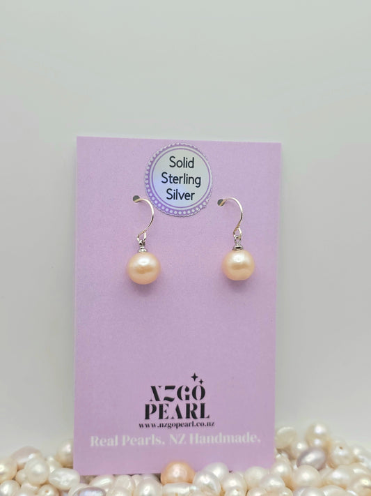 Peach Glow Pearl Drop Earrings