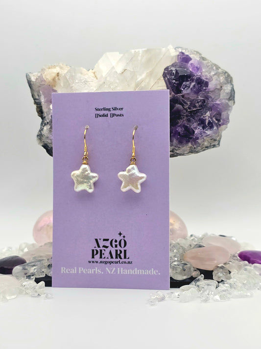 Wishing Star Pearl Earrings