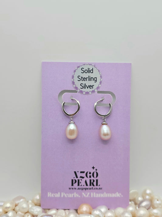 Blush Pearl Hoop Drops