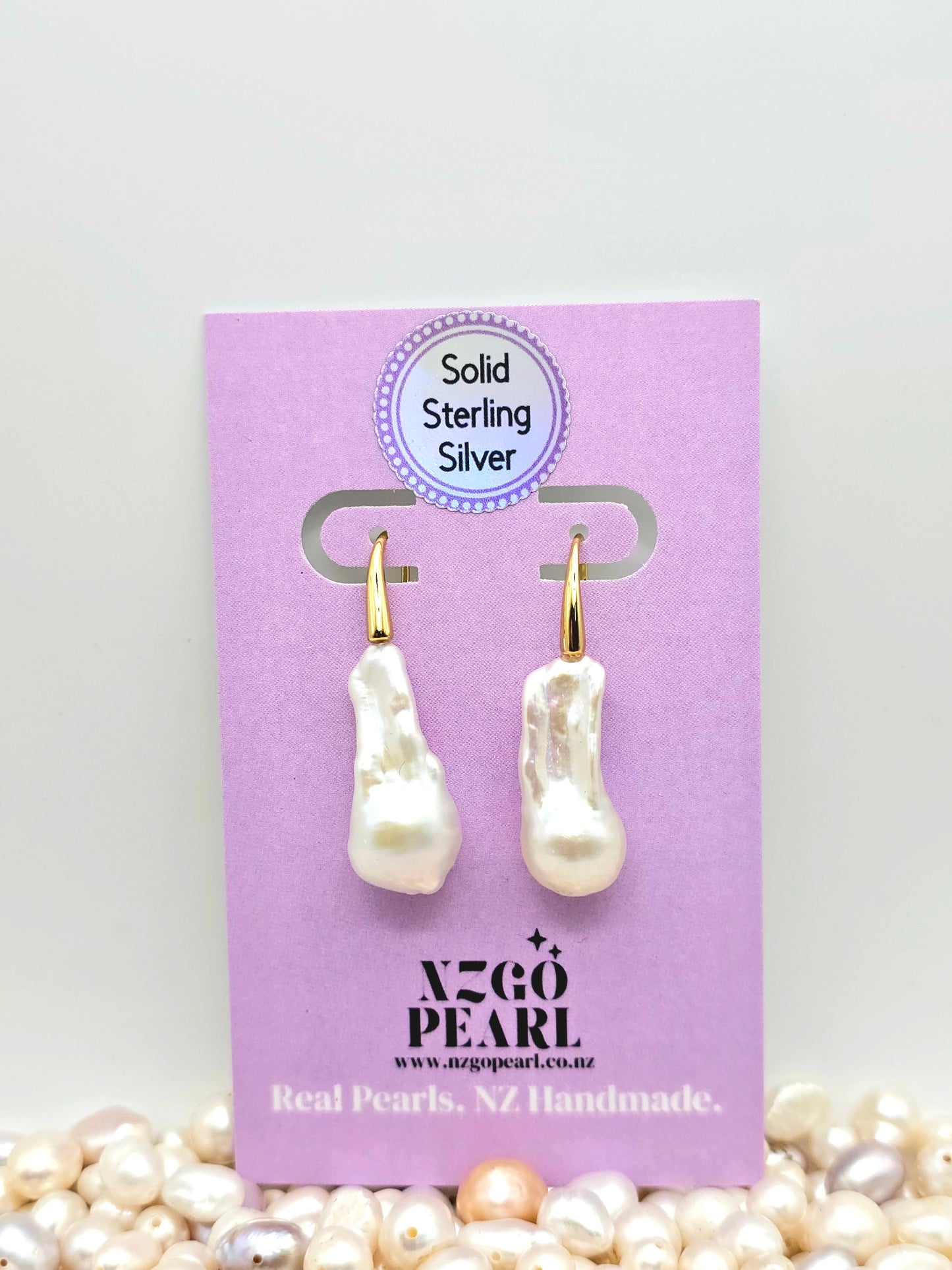 Sleek Baroque Pearl Drop Earrings