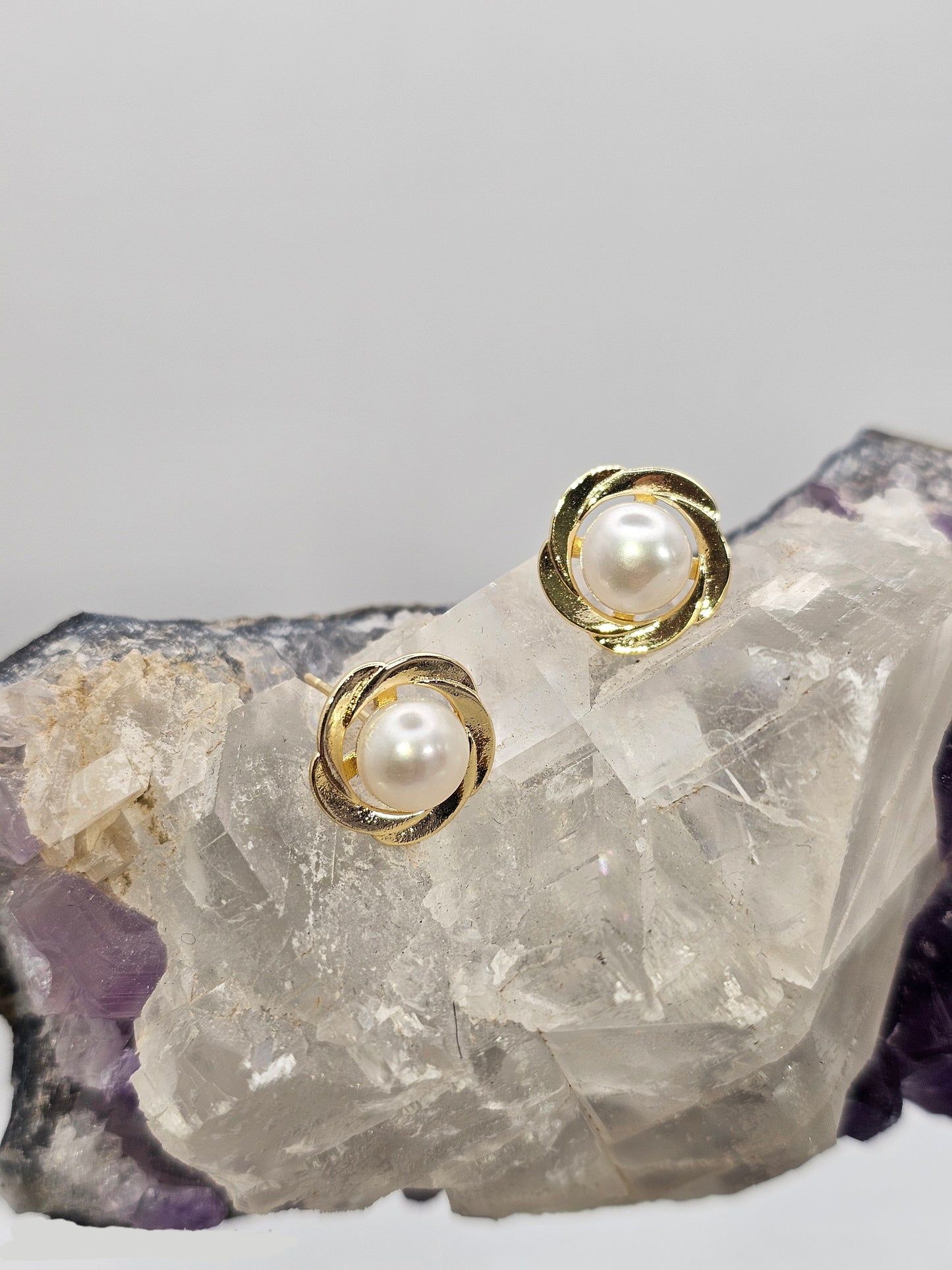 Golden Bloom Pearl Studs