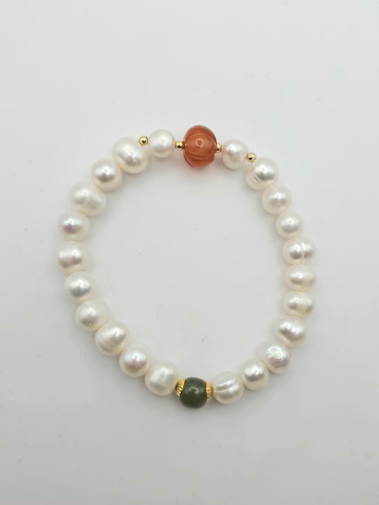 Harmony Duo Bracelet – Pearl, Jade & Agate