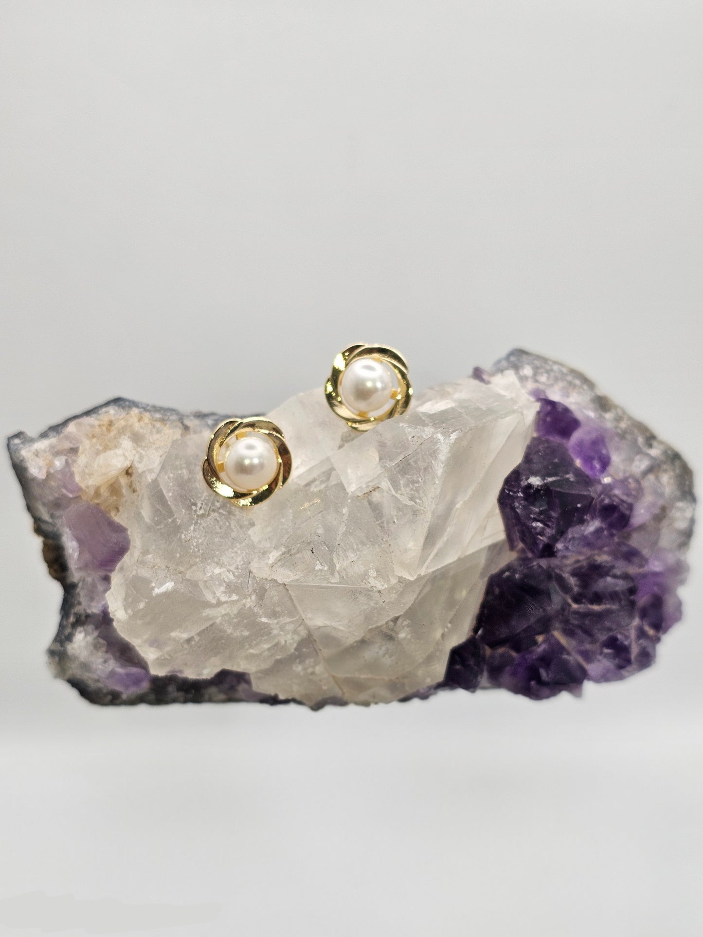 Golden Bloom Pearl Studs