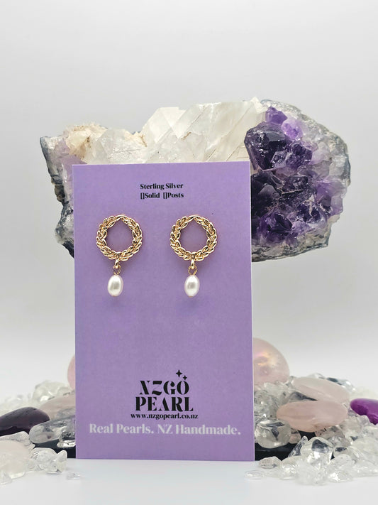 Laurel Wreath & Baby Pearl Drop Earrings