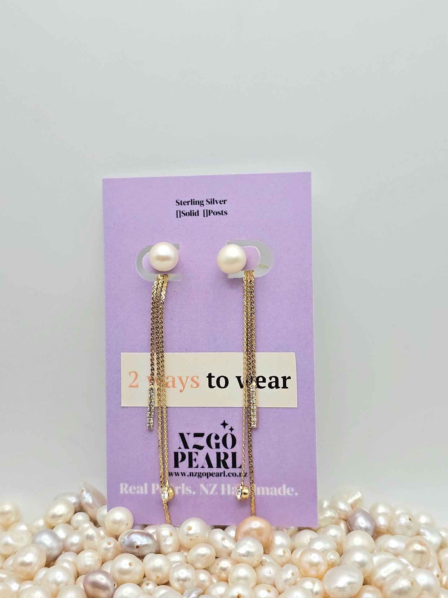 Two-Way Classic Pearl Studs with Detachable Tassels